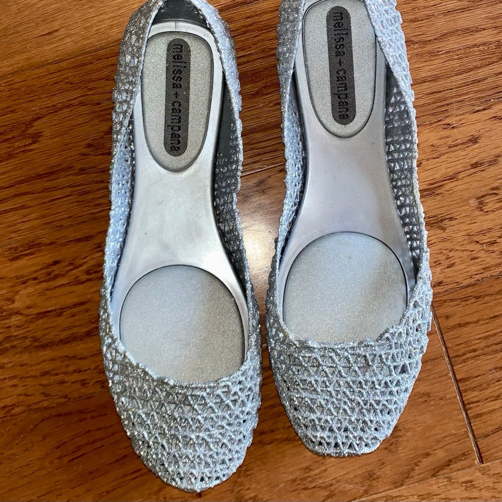 New! Silver Glitter Melissa + Campana Womens Size 6